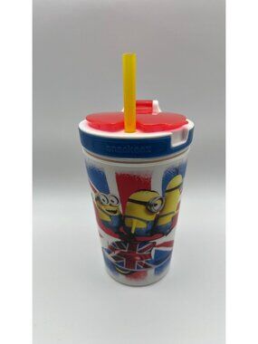 Minions Snackeez Jr. Snack & Drink Cup With Straw Red/Blue “Hello London”